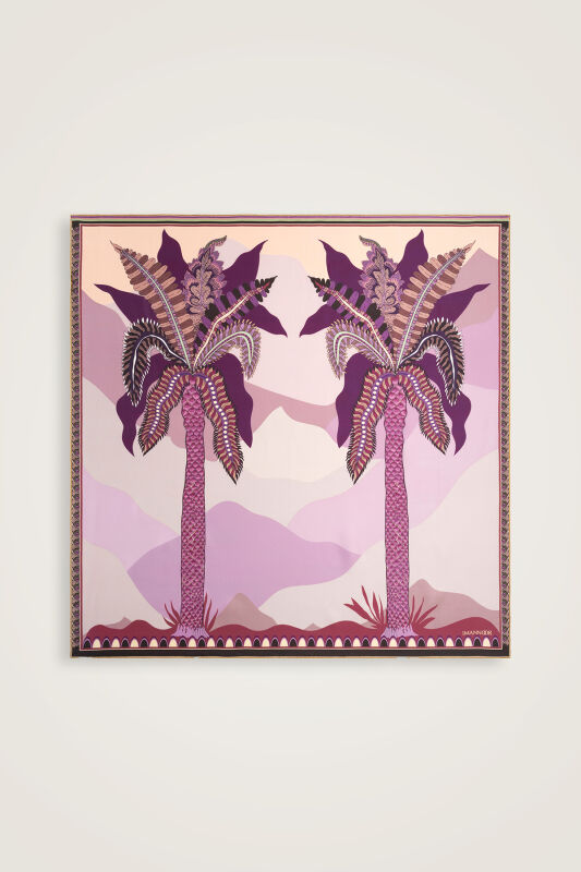 Date Palm Tree Purple-Yellow Double-Sided Twill Silk Scarf - 5