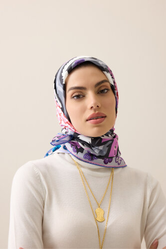 Dere Gülü Mavi-Pembe Çift Taraflı Tivil İpek Eşarp 94x94 - Imannoor (1)