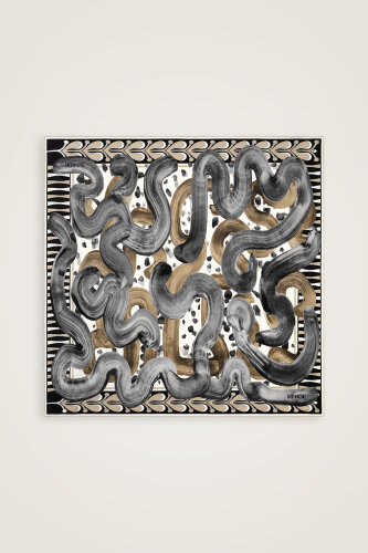 Dere Yolu Bej-Gri Tivil İpek Eşarp 90x90 - Imannoor (2)