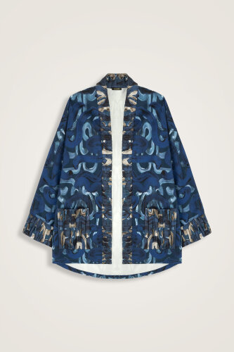 Dere Yolu Bej-İndigo Koton Ceket - Imannoor (1)