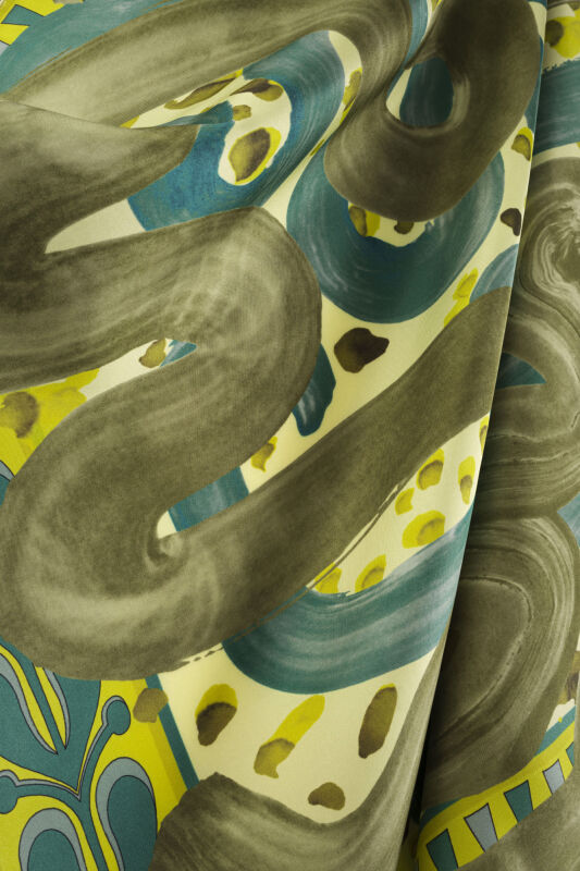 Dere Yolu Yeşil-Turkuaz Tivil İpek Eşarp 90x90 - 4