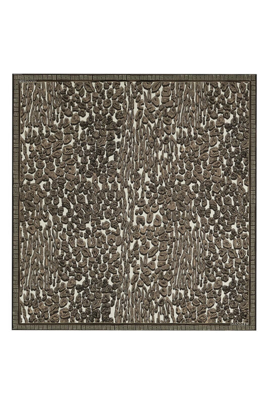 Doğunun Leoparı Bej İpek Eşarp - 1