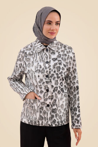 Doğunun Leoparı Beyaz Pamuk Ceket - Imannoor