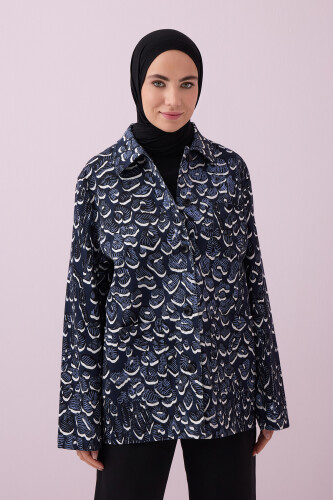 Doğunun Leoparı Lacivert Pamuk Ceket - Imannoor