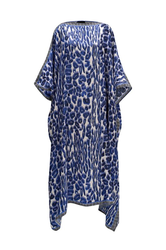 Doğunun Leoparı Mavi İpek Kaftan - 1
