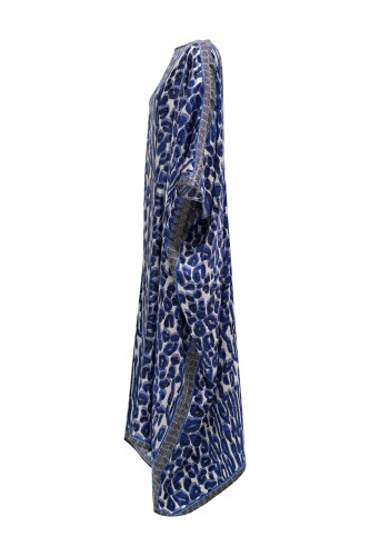 Doğunun Leoparı Mavi İpek Kaftan - 3