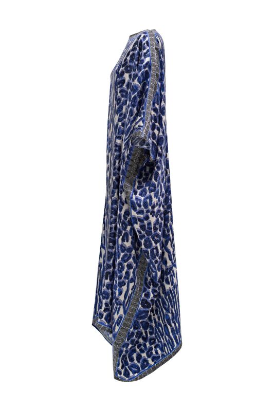 Doğunun Leoparı Mavi İpek Kaftan - 3