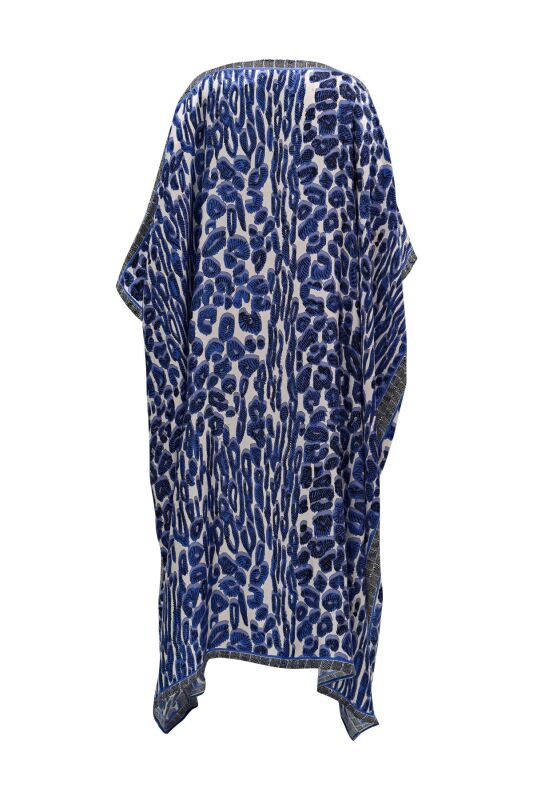 Doğunun Leoparı Mavi İpek Kaftan - 2