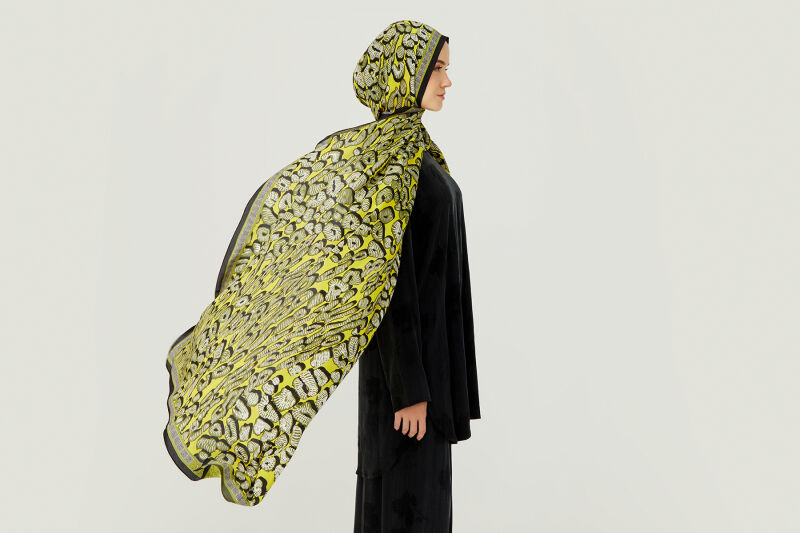 Doğunun Leoparı Sarı İpek Şal - 4