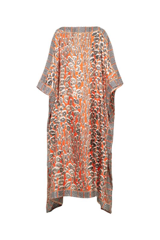 Doğunun Leoparı Turuncu İpek Kaftan - 1