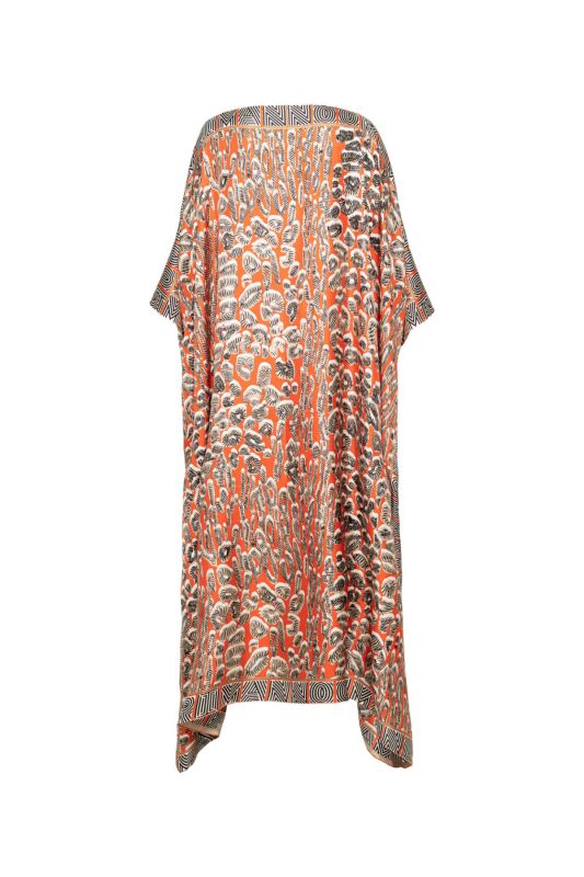 Doğunun Leoparı Turuncu İpek Kaftan - 3