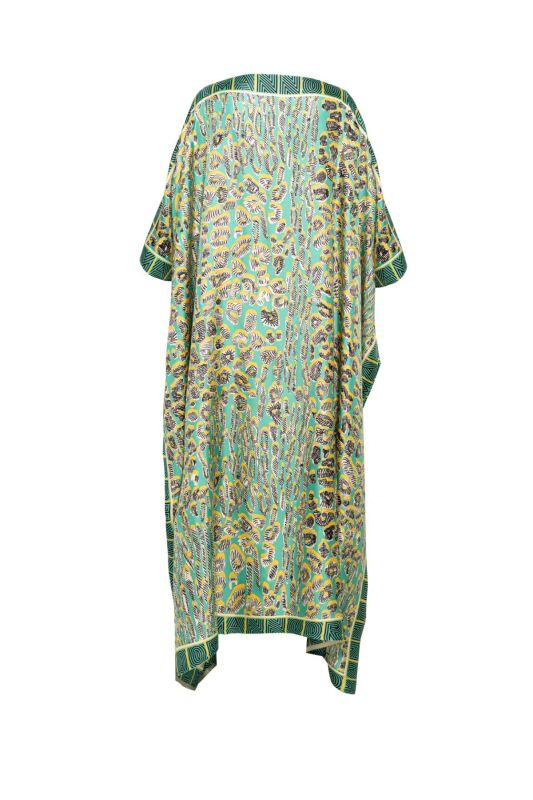 Doğunun Leoparı Yeşil İpek Kaftan - 3