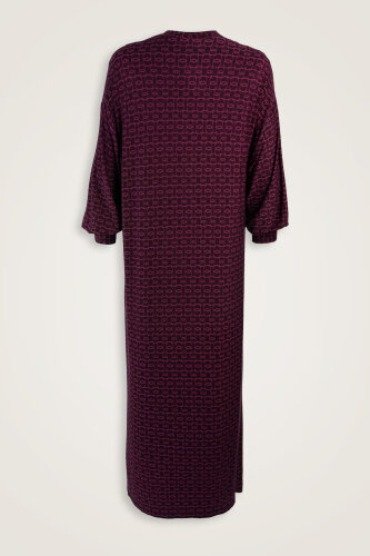 Dokuma Noor Bordo Kol Ağzı Ribana Penye Elbise - Imannoor (2)