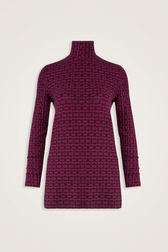 Dokuma Noor Bordo Uzun Penye Bluz - Imannoor