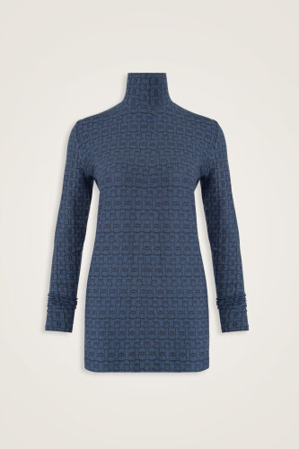 Dokuma Noor İndigo Uzun Penye Bluz - Imannoor