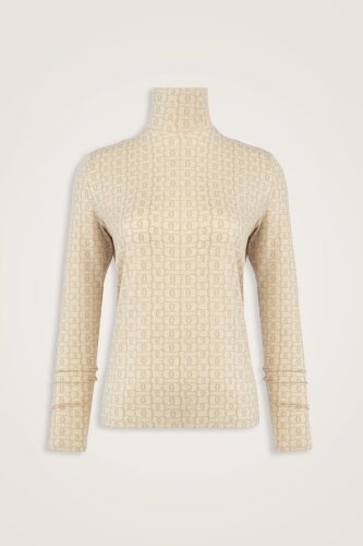 Dokuma Noor Krem Kısa Penye Bluz - Imannoor