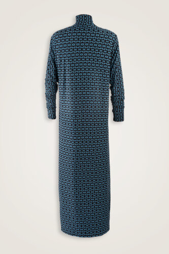 Dokuma Noor Lacivert Boğazlı Penye Elbise - Imannoor (1)