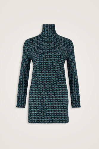 Dokuma Noor Lacivert Uzun Penye Bluz - Imannoor