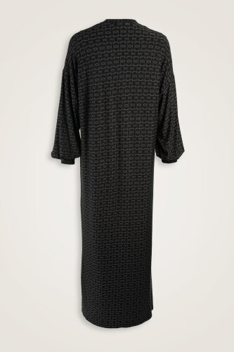 Dokuma Noor Siyah Kol Ağzı Ribana Penye Elbise - Imannoor (2)