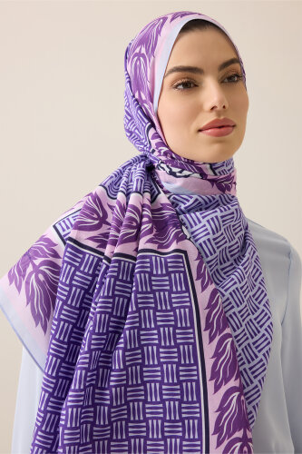 Dört Mevsim Lila Pamuk Floş Şal 70x210 - Imannoor