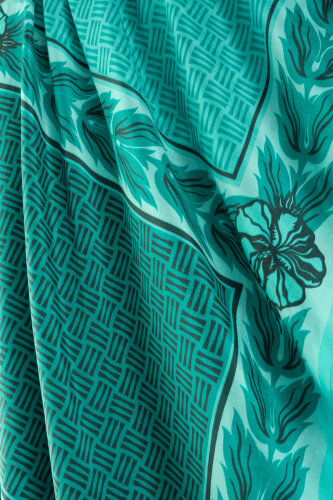 Dört Mevsim Turkuaz Pamuk Floş Şal 70x210 - Imannoor (4)