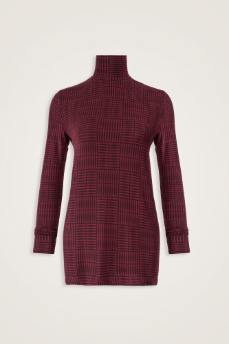 Double I Bordo Uzun Penye Bluz - Imannoor