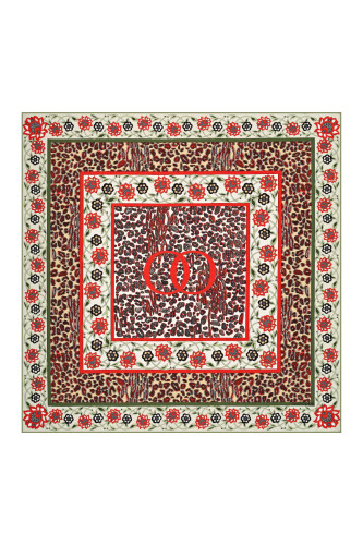 Double Leopard Silk Scarf Orange - 2