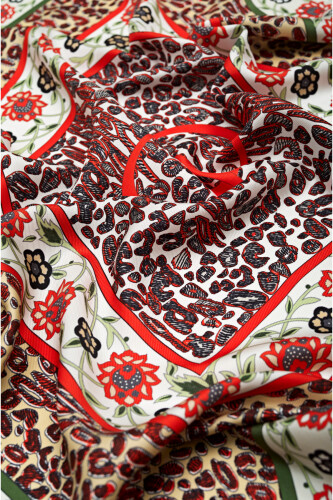 Double Leopard Silk Scarf Orange - 3