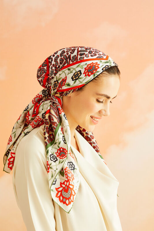 Double Leopard Silk Scarf Orange - 1