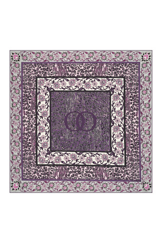 Double Leopard Silk Scarf Purple - 1