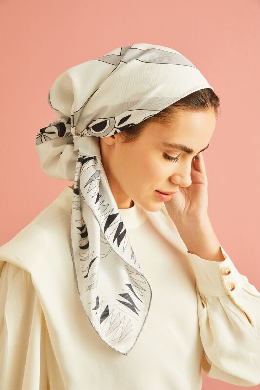 Double Noor Silk Shawl Grey - 1