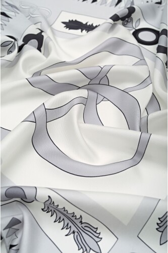 Double Noor Silk Shawl Grey - 3