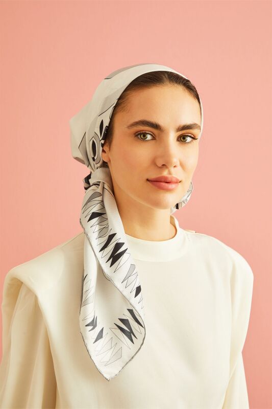 Double Noor Silk Shawl Grey - 4