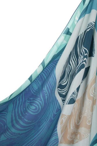 Double OO Silk Shawl Blue - 5
