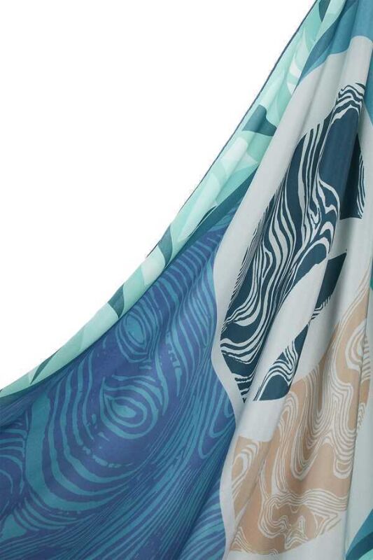 Double OO Silk Shawl Blue - 5