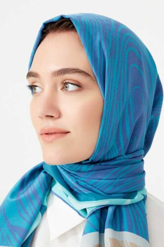 Double OO Silk Shawl Blue - 6