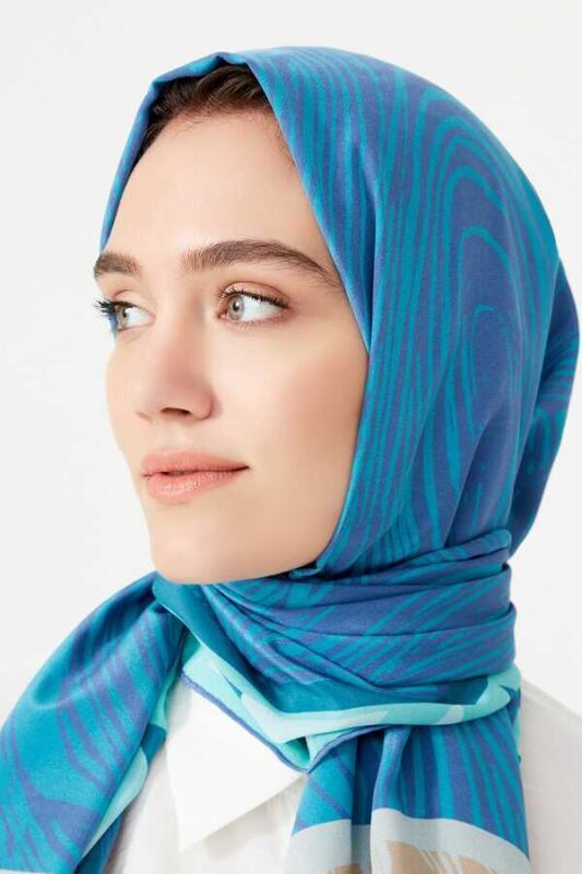 Double OO Silk Shawl Blue - 6