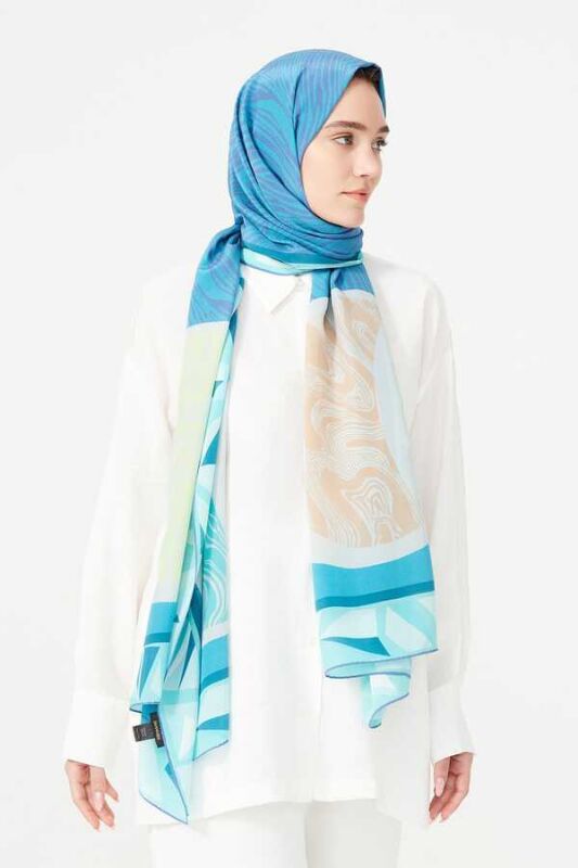 Double OO Silk Shawl Blue - 2