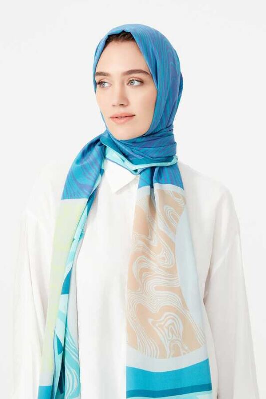 Double OO Silk Shawl Blue - 4