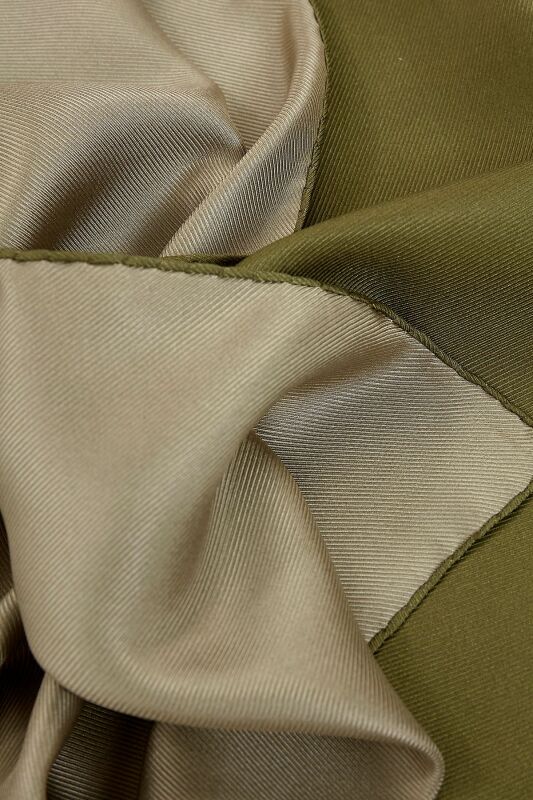Double Sided Twill Silk Scarf Beige - 3