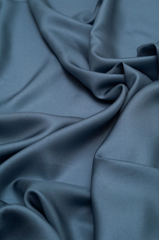 Double Sided Twill Silk Scarfl Blue - 3