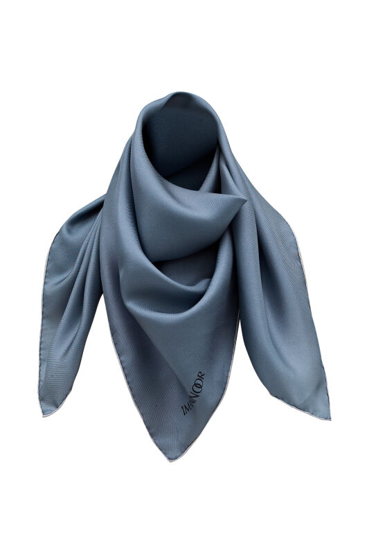 Double Sided Twill Silk Scarfl Blue - 7