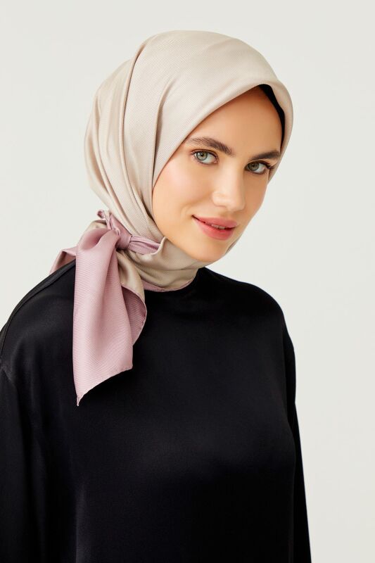Double Sided Twill Silk Scarf Natural - 2