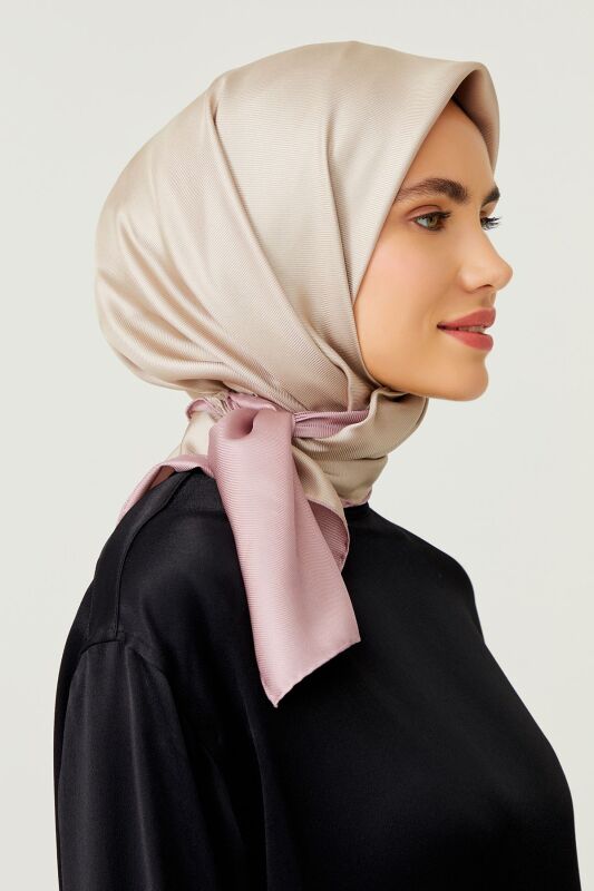 Double Sided Twill Silk Scarf Natural - 4