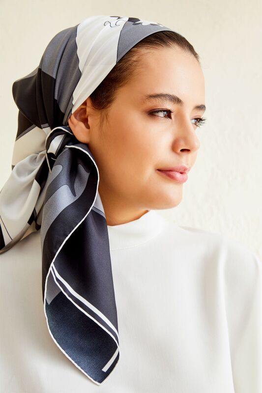 Dream Loop Twill Silk Scarf Black - 2