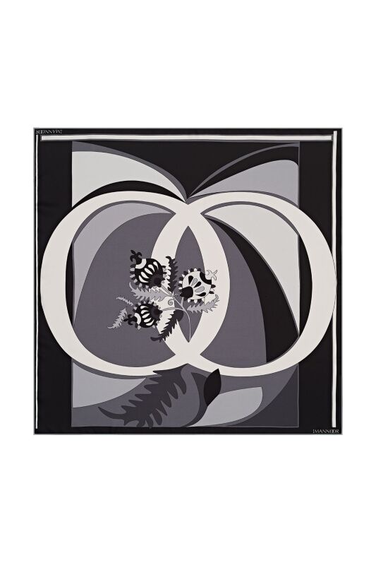 Dream Loop Twill Silk Scarf Black - 1
