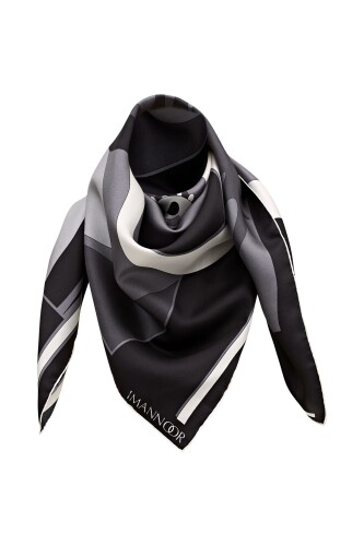Dream Loop Twill Silk Scarf Black - 7