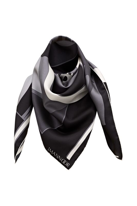 Dream Loop Twill Silk Scarf Black - 7