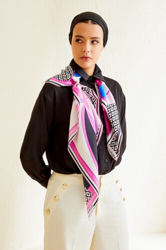 Dream Loop Twill Silk Scarf Fuchsia - 4