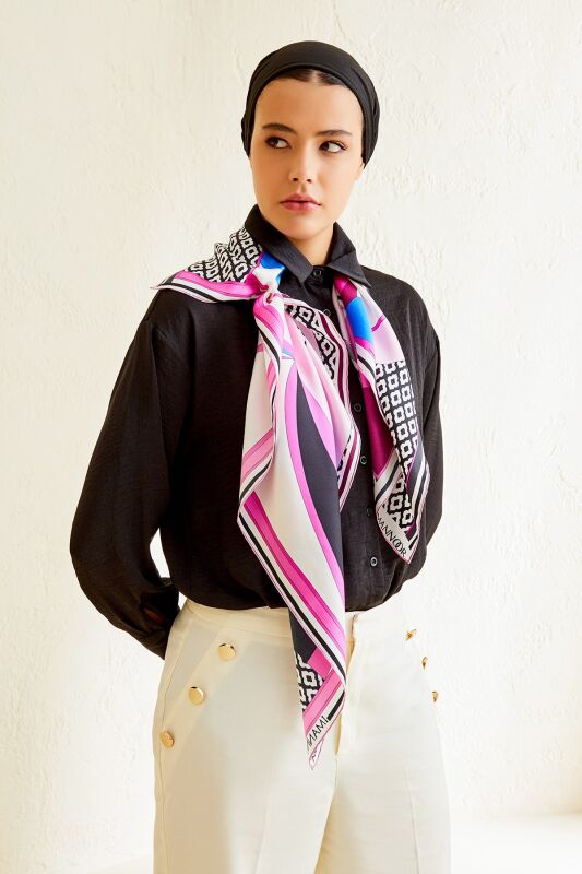 Dream Loop Twill Silk Scarf Fuchsia - 4